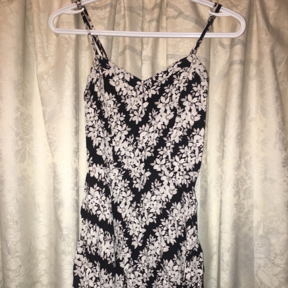 Black and white floral skater dress
